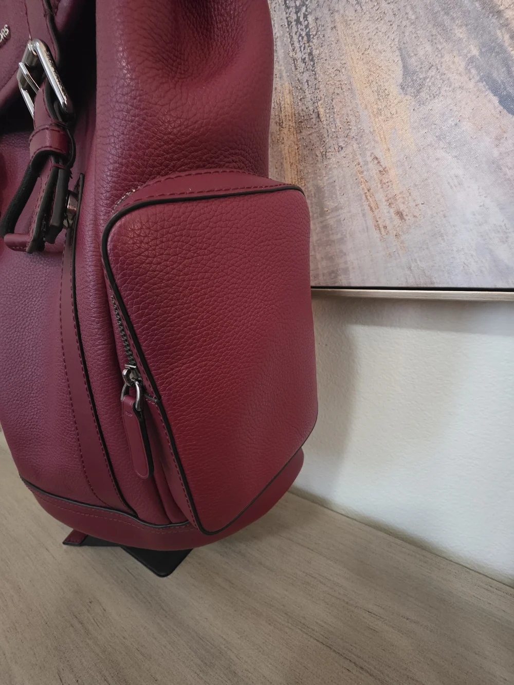 Michael Kors Cooper Pebbled Leather Backpack Unisex Burgundy 100% Leather HTF